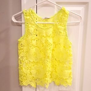 Floral Lace Tank Top (Fluorescent Yellow)